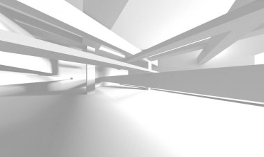 Beyaz Modern Arkaplan. Soyut Bina Konsepti. 3d Hazırlama