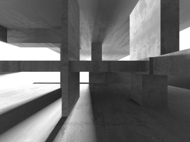 Soyut mimari arka plan. İçi boş beton döşeme. 3d hazırlayıcı