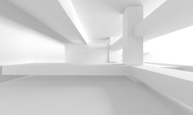 Beyaz Modern Arkaplan. Soyut Bina Konsepti. 3d Hazırlama