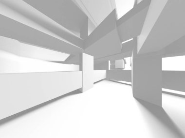 Beyaz Modern Arkaplan. Soyut Bina Konsepti. 3d Hazırlama