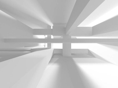 Beyaz Modern Arkaplan. Soyut Bina Konsepti. 3d Hazırlama