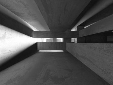 Soyut mimari arka plan. İçi boş beton döşeme. 3d hazırlayıcı