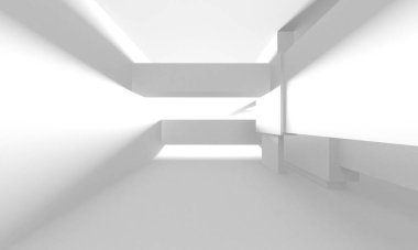 Aydınlatılmış koridor iç tasarımı. Boş Oda İç mimarisi. 3 Boyutlu Hazırlama