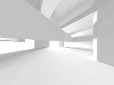 Aydınlatılmış koridor iç tasarımı. Boş Oda İç mimarisi. 3 Boyutlu Hazırlama