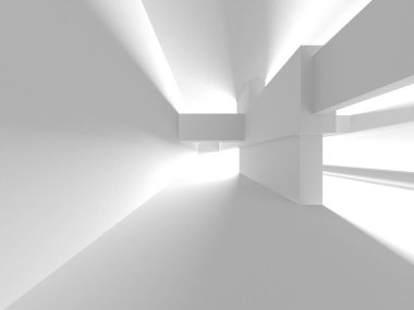 Beyaz Modern Arkaplan. Soyut Bina Konsepti. 3d Hazırlama