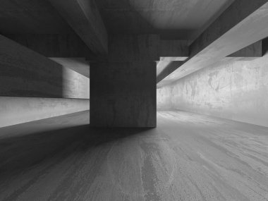 Soyut mimari iç plan. Boş beton oda. 3d hazırlayıcı