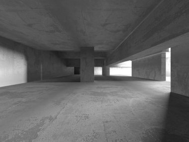 Soyut mimari iç plan. Boş beton oda. 3d hazırlayıcı