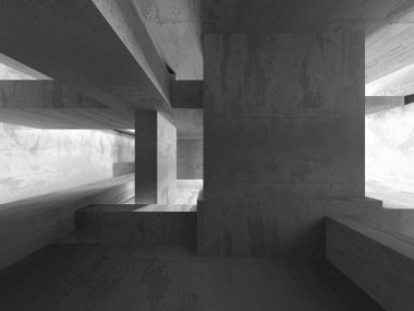 Soyut mimari iç plan. Boş beton oda. 3d hazırlayıcı