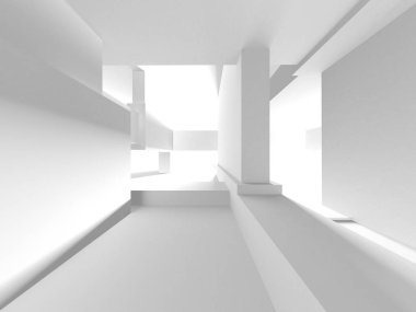 Aydınlatılmış koridor iç tasarımı. Boş Oda İç mimarisi. 3 Boyutlu Hazırlama