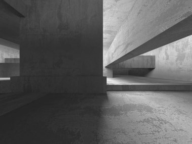 Soyut mimari iç plan. Boş beton oda. 3d hazırlayıcı