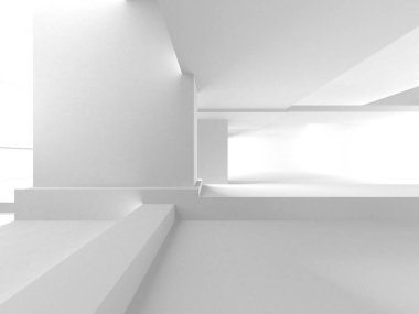 Beyaz Modern Arkaplan. Soyut Bina Konsepti. 3d Hazırlama