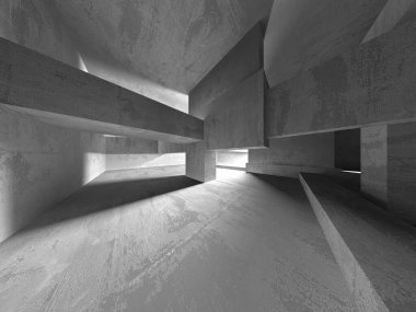 Soyut mimari iç plan. Boş beton oda. 3d hazırlayıcı