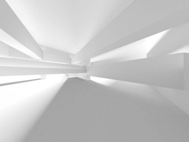 Beyaz Modern Arkaplan. Soyut Bina Konsepti. 3d Hazırlama