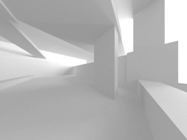 Beyaz Modern Arkaplan. Soyut Bina Konsepti. 3d Hazırlama