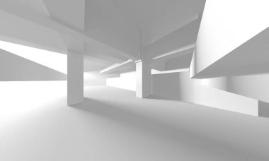 Aydınlatılmış koridor iç tasarımı. Boş Oda İç mimarisi. 3 Boyutlu Hazırlama