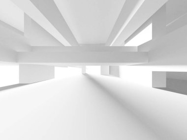 Beyaz Modern Arkaplan. Soyut Bina Konsepti. 3d Hazırlama