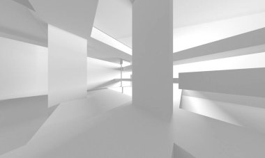 Beyaz Modern Arkaplan. Soyut Bina Konsepti. 3d Hazırlama
