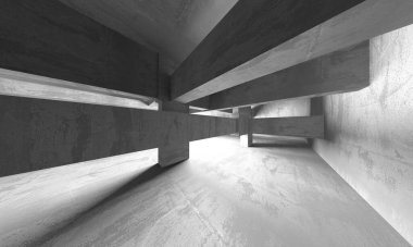 Soyut mimari iç plan. Boş beton oda. 3d hazırlayıcı