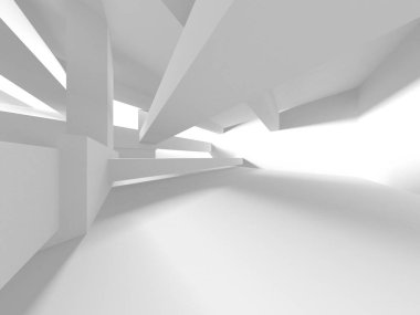 Beyaz Modern Arkaplan. Soyut Bina Konsepti. 3d Hazırlama