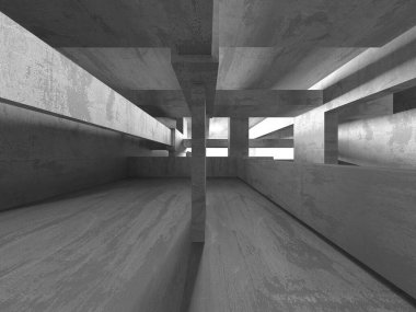 Soyut mimari iç plan. Boş beton oda. 3d hazırlayıcı