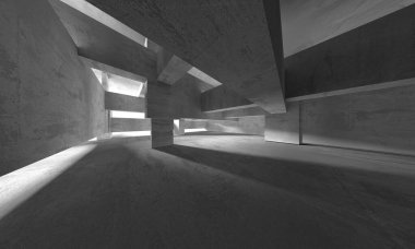 Soyut mimari iç plan. Boş beton oda. 3d hazırlayıcı