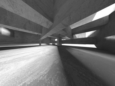 Soyut mimari iç plan. Boş beton oda. 3d hazırlayıcı