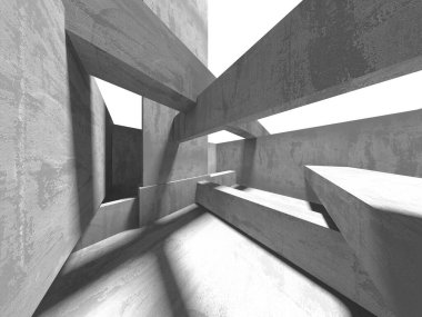 Soyut mimari arka plan. İçi boş beton döşeme. 3d hazırlayıcı