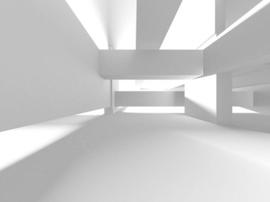 Beyaz Modern Arkaplan. Soyut Bina Konsepti. 3d Hazırlama