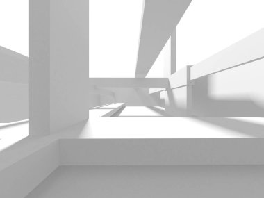 Beyaz Modern Arkaplan. Soyut Bina Konsepti. 3d Hazırlama