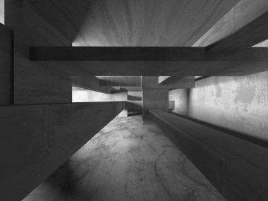 Soyut mimari arka plan. İçi boş beton döşeme. 3d hazırlayıcı