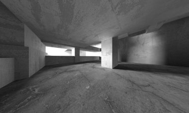 Soyut mimari arka plan. İçi boş beton döşeme. 3d hazırlayıcı