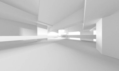 Aydınlatılmış koridor iç tasarımı. Boş Oda İç mimarisi. 3 Boyutlu Hazırlama