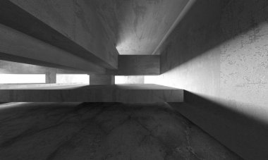 Soyut mimari iç plan. Boş beton oda. 3d hazırlayıcı