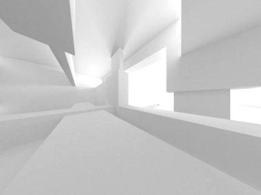 Aydınlatılmış koridor iç tasarımı. Boş Oda İç mimarisi. 3 Boyutlu Hazırlama