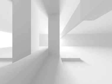 Beyaz Modern Arkaplan. Soyut Bina Konsepti. 3d Hazırlama