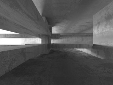 Soyut mimari arka plan. İçi boş beton döşeme. 3d hazırlayıcı