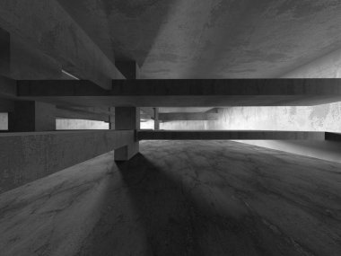 Soyut mimari iç plan. Boş beton oda. 3d hazırlayıcı