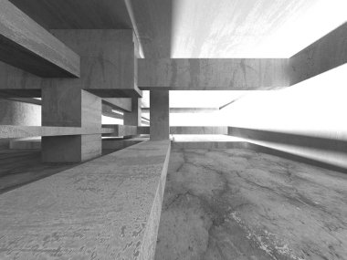 Soyut mimari iç plan. Boş beton oda. 3d hazırlayıcı