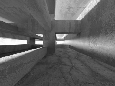 Soyut mimari iç plan. Boş beton oda. 3d hazırlayıcı