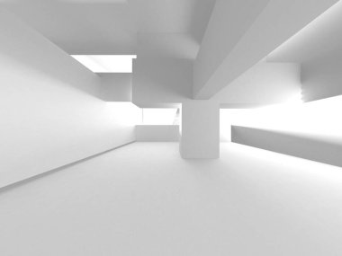 Aydınlatılmış koridor iç tasarımı. Boş Oda İç mimarisi. 3 Boyutlu Hazırlama