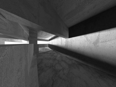 Soyut mimari iç plan. Boş beton oda. 3d hazırlayıcı