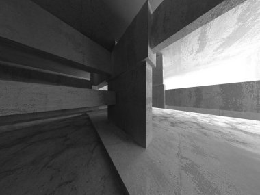 Soyut mimari iç plan. Boş beton oda. 3d hazırlayıcı