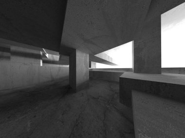 Soyut mimari iç plan. Boş beton oda. 3d hazırlayıcı