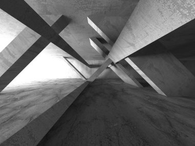 Soyut mimari arka plan. İçi boş beton döşeme. 3d hazırlayıcı