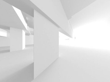 Aydınlatılmış koridor iç tasarımı. Boş Oda İç mimarisi. 3 Boyutlu Hazırlama