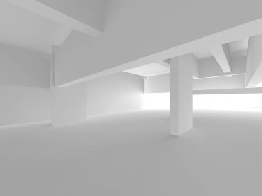 Beyaz Modern Arkaplan. Soyut Bina Konsepti. 3d Hazırlama