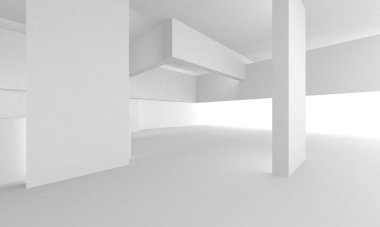 Beyaz Modern Arkaplan. Soyut Bina Konsepti. 3d Hazırlama