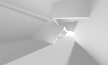 Beyaz Modern Arkaplan. Soyut Bina Konsepti. 3d Hazırlama