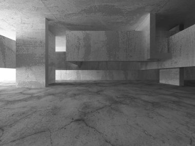 Soyut mimari iç plan. Boş beton oda. 3d hazırlayıcı