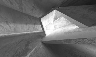 Soyut mimari iç plan. Boş beton oda. 3d hazırlayıcı